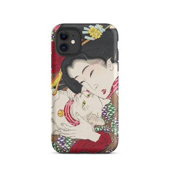 Japanese Woman and Cat - Tsukioka Yoshitoshi Phone Case Iphone 11 / Matte Phone Case Japanese Art Tsukioka Yoshitoshi Iphone, Snow-white