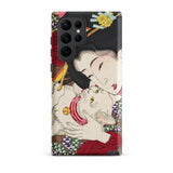 Japanese Woman and Cat - Tsukioka Yoshitoshi Phone Case Samsung Galaxy S22 Ultra / Matte Vibrant Intricately Illustrated Phone Case