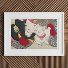 Japanese Woman and Cat - Yoshitoshi Art Print, Framed Japanese Woodblock Print