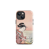 Japanese Woman Picking Chrysanthemum - Suzuki Harunobu Phone Case Iphone 13 Mini / Gloss Soft Pink Delicate Illustration Traditional, Her,