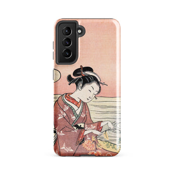 Japanese Woman Picking Chrysanthemum - Suzuki Harunobu Phone Case Samsung Galaxy S21 Fe / Gloss Pink Phone Case Traditional Japanese