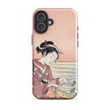 Japanese Woman Picking Chrysanthemum - Suzuki Harunobu Phone Case Iphone 16 Plus / Gloss Soft Pink Phone Case Traditional Japanese