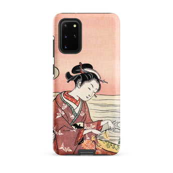 Japanese Woman Picking Chrysanthemum - Suzuki Harunobu Phone Case Samsung Galaxy S20 Plus / Matte Phone Case Traditional Japanese Woodblock