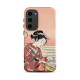 Japanese Woman Picking Chrysanthemum - Suzuki Harunobu Phone Case Samsung Galaxy S23 Plus / Matte Phone Case Traditional Japanese Woodblock