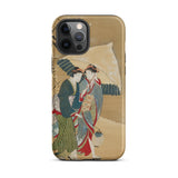 Japanese Women in Snow - Shunman Phone Case Iphone 12 Pro Max / Matte Ukiyo-e Style Painting Two Kimonos Mobile Cases