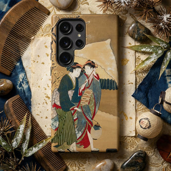 Japanese Women in Snow - Shunman Phone Case Beige Phone Case Traditional Japanese Ukiyo-e Style Illustration Iphone