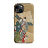 Japanese Women in Snow - Shunman Phone Case Iphone 15 Plus / Matte Iphone Case Traditional Japanese Art Print Two Women