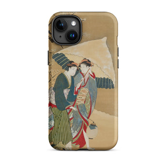 Japanese Women in Snow - Shunman Phone Case Iphone 15 Plus / Matte Iphone Case Traditional Japanese Art Print Two Women