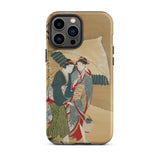 Japanese Women in Snow - Shunman Phone Case Iphone 13 Pro Max / Matte Iphone Case Traditional Japanese Painting Two Women Kimonos