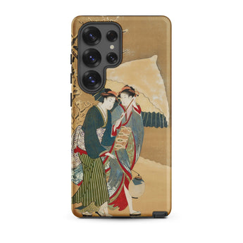Japanese Women in Snow - Shunman Phone Case Samsung Galaxy S25 Ultra / Matte Phone Case Traditional Japanese Ukiyo-e Illustration Two Women