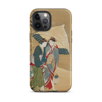 Japanese Women in Snow - Shunman Phone Case Iphone 12 Pro Max / Matte Phone Case Ukiyo-e Style Painting Two Women Kimonos Iphone