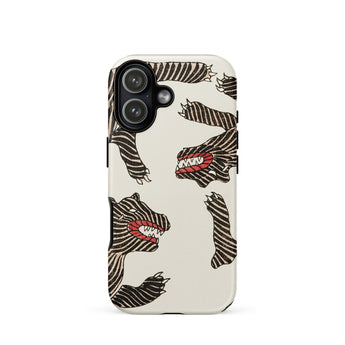 Japanese Woodblock Tiger - Taguchi Tomoki Phone Case Iphone 17 / Matte Cream-colored Phone Case Black Red Zebra Print Design Taguchi