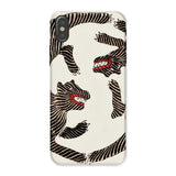 Japanese Woodblock Tiger - Taguchi Tomoki Phone Case Iphone x / Matte Pattern Stylized Zebra-like Creatures Red Mouths, Urban Jungles