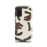 Japanese Woodblock Tiger - Taguchi Tomoki Phone Case Samsung Galaxy S20 / Gloss Sleek Off-white Phone Case Bold Black-and-red Striped Tiger