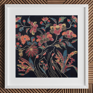 Japanisches Wickeltuch (uchikui) - Textil-Kunstdruck / Leinwand, 12x12’’ / 31x31cm / Weißer Rahmen / Passepartout, Poster, Drucke & Visuelles