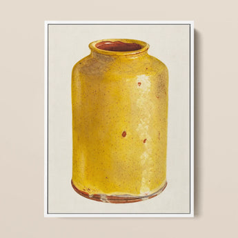 Jar - Yolande Delasser Golden Ceramic Art Print / Canvas, 12x16’’ / 31x41cm / White Frame, Posters Prints & Visual Artwork, Toby Leon