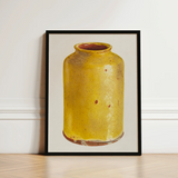 Jar - Yolande Delasser Golden Ceramic Art Print / Canvas Framed Artwork Yellow Speckled Glaze Reddish-brown Sun-kissed Vessel, Prints