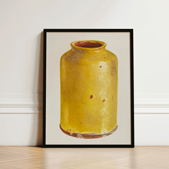 Jar - Yolande Delasser Golden Ceramic Art Print / Canvas Framed Artwork Yellow Speckled Glaze Reddish-brown Sun-kissed Vessel, Prints
