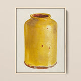 Jar - Yolande Delasser Golden Ceramic Art Print / Canvas Yellow Crackled Glaze Subtle Brown Speckles Sun-kissed Vessel, Prints