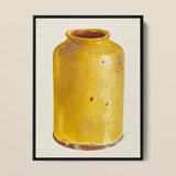 Jar - Yolande Delasser Golden Ceramic Art Print / Canvas Yellow Crackled Glaze Subtle Brown Speckles Sun-kissed Vessel, Prints