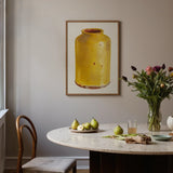 Jar - Yolande Delasser Golden Ceramic Art Print / Canvas Yellow Rustic Slightly Chipped Glaze Reddish-brown Sun-kissed Vessel, Prints