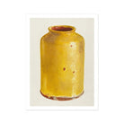 Jar - Yolande Delasser Golden Ceramic Art Print, Yellow Ceramic Jar Brown Rim