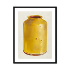 Jar - Yolande Delasser Golden Ceramic Art Print, Yellow Ceramic Jar Brown Rim