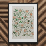 Jasmine - William Morris British Floral Textile Art Print / Canvas, 20x30’’ / 51x76cm / Black Frame / Matboard, Posters Prints & Visual
