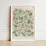 Framed Botanical Illustration Delicate Peach Green Floral Patterns William Morris’s Jasmine, Beguiling Art Print, Enchantment
