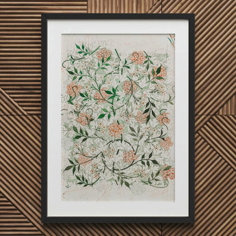 Jasmine - William Morris British Floral Textile Art Print / Canvas Framed Botanical Delicate Peach Green Patterns Morris’s, Beguiling,