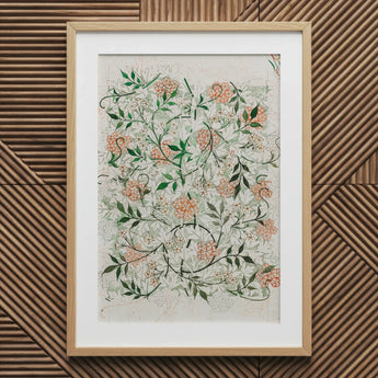 Jasmine - William Morris British Floral Textile Art Print / Canvas Framed Botanical Delicate Peach Green Patterns Morris’s, Beguiling,