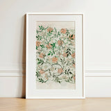 Jasmine - William Morris British Floral Textile Art Print / Canvas Framed Botanical Illustration Delicate Peach Green Patterns Morris’s,