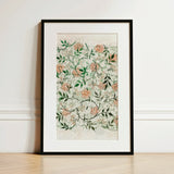 Jasmine - William Morris British Floral Textile Art Print / Canvas Framed Botanical Illustration Delicate Peach Green Patterns Morris’s,