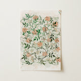 Jasmine - William Morris British Floral Textile Art Print / Canvas Rectangular Notebook Delicate Design Clusters Peach-colored Blossoms