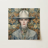 Jasper - Twink Cowboy Dandy Art Print / Canvas Square Portrait Person Off-white Wide-brimmed Hat Gay, Elegant Outlaw’s Prints