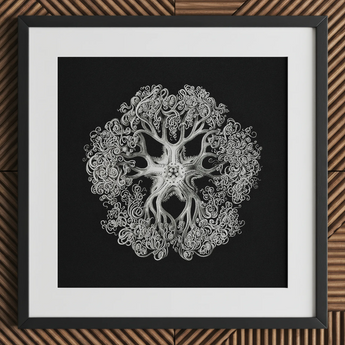 Jellyfish - Ernst Haeckel Ocean Life Kunstdruck / Leinwand, 12x12’’ / 31x31cm / Schwarzer Rahmen / Passepartout, Poster-Drucke & visuelle Kunstwerke, Toby