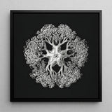 Jellyfish - Ernst Haeckel Ocean Life Art Print / Canvas Black-framed Artwork Detailed Silver-toned Intricate Design Ornate Sea Mesmerizing