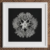 Jellyfish - Ernst Haeckel Ocean Life Art Print / Canvas White-framed Artwork Intricate Symmetrical Silver Stylized Tree Branches