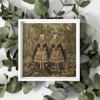 Jenny & June - Stampa artistica / tela di gemelle aliene surreali, poster stampe arte visiva, Toby Leon