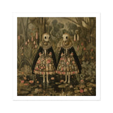 Jenny & June - Stampa artistica / tela di gemelle aliene surreali, 12x12’’ / 31x31cm / Senza cornice / Bordo bianco, poster stampe arte visiva, Toby Leon
