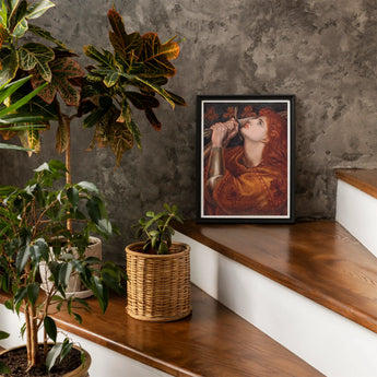 Joan of Arc - Dante Gabriel Rossetti Art Print / Canvas Framed Painting Woman Red Hair Textured Wall Backdrop, Prints