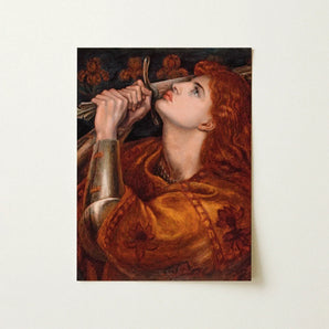 Joan of Arc - Dante Gabriel Rossetti Art Print / Canvas Framed Woman Red Hair Ornate Golden-brown Garment, Prints