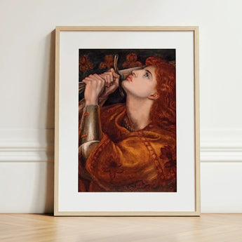 Joan of Arc - Dante Gabriel Rossetti Art Print / Canvas Framed Woman Red Hair Ornate Golden-brown, Prints