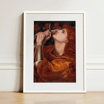 Joan of Arc - Dante Gabriel Rossetti Art Print / Canvas Framed Woman Red Hair Ornate Golden-brown, Prints
