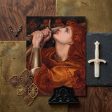 Joan of Arc - Dante Gabriel Rossetti Art Print / Canvas White Intricately Carved Sword Twisted Handle Ornate Crossguard Dante Gabriel