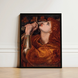 Framed Painting Woman Red Hair Ornate Armor Sword Dante Gabriel Rossetti, Art, Print