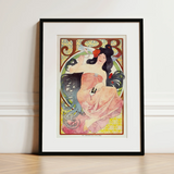 Job - Stampa Art Nouveau di Alphonse Mucha / Tela, 12x18’’ / 31x46cm / Cornice nera / Passe-partout, Poster, Stampe e Opere d’arte visiva, Toby Leon