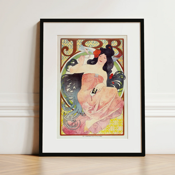 Job - Stampa Art Nouveau di Alphonse Mucha / Tela, 12x18’’ / 31x46cm / Cornice nera / Passe-partout, Poster, Stampe e Opere d’arte visiva, Toby Leon