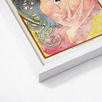 Framed Art Print Anime-style Illustration Character Blue Hair Alphonse Mucha, Nouveau, Composition Pivots
