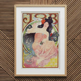 Job - Alphonse Mucha Art Nouveau Print / Canvas Framed Poster Woman Pink Attire Intricate, Composition Pivots, Prints